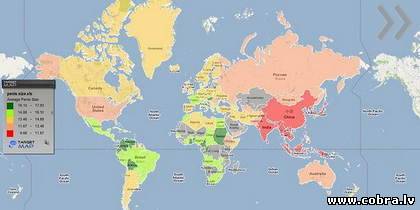 Читать новость Карта размеров пенисов мира